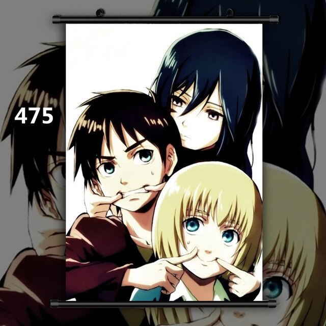 Poster Attaque des Titans</br>Eren Armin et Mikasa jeunes
