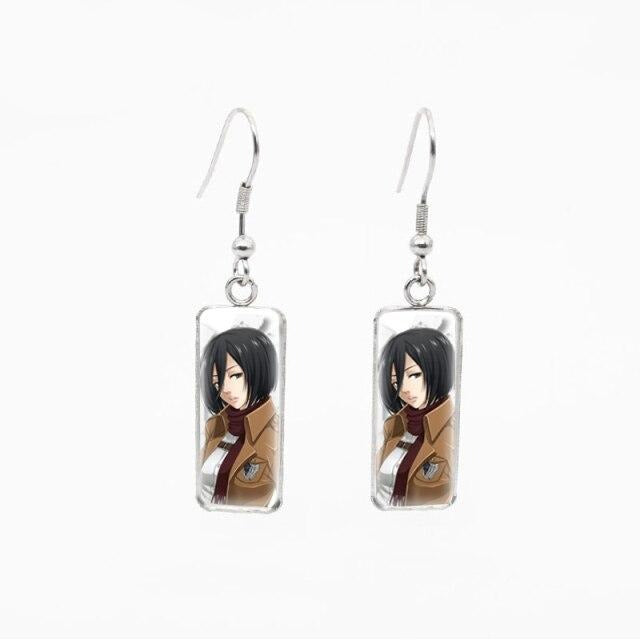 Boucles d'oreilles Attaque des Titans </br>Personnage Mikasa