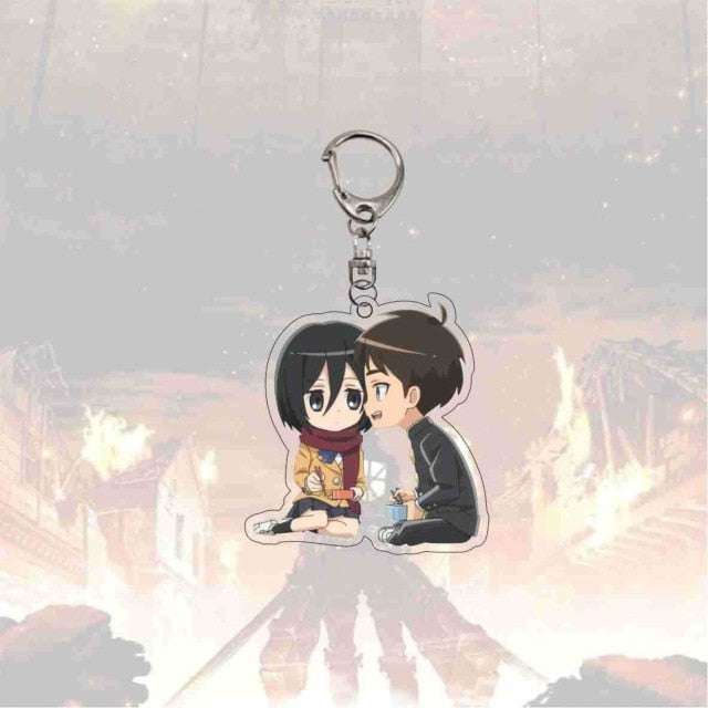 Porte-clés Attaque des titans</br> Mikasa et Eren enfants