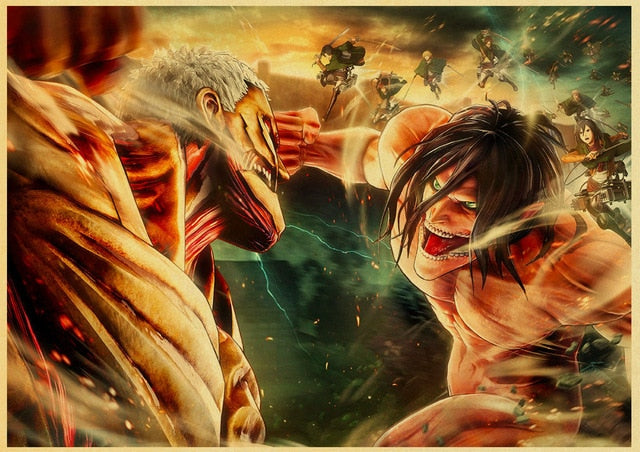 Poster Attaque des Titans</br>Eren et Reiner effet 3D