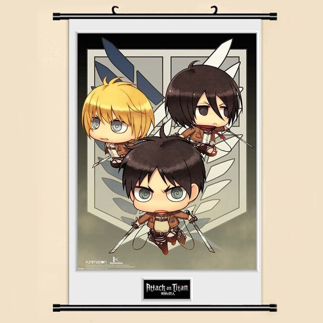 Poster Attaque des Titans</br>Armin Eren Mikasa kawaii