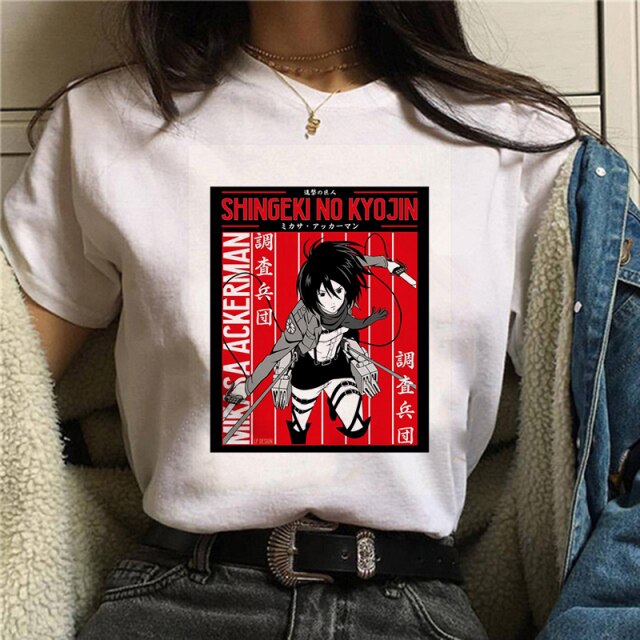 T-shirt Attaque des Titans</br>  Mikasa Ackerman Rouge