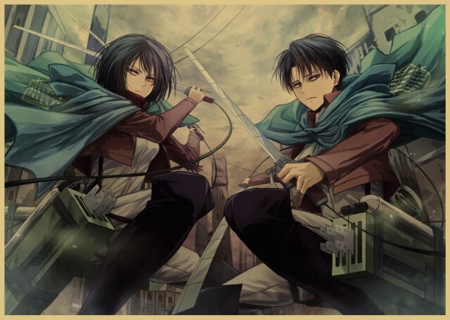 Poster Attaque des Titans</br> Mikasa et Livai Ackerman