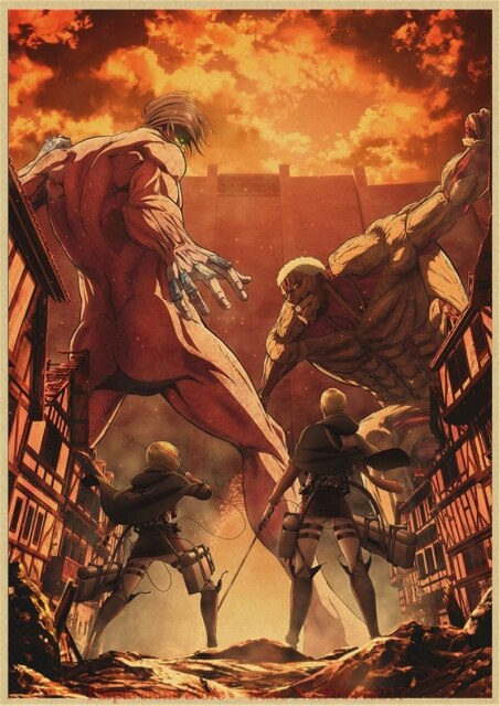 Poster Attaque des Titans</br> Titan Assaillant VS Titan Cuirassé Murs