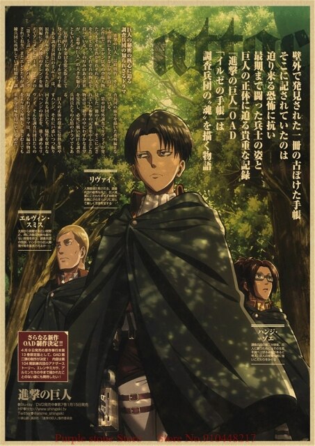 Poster Attaque des Titans</br> Livai Erwin et Hansi Japon