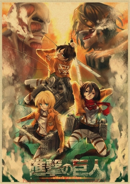 Poster Attaque des Titans</br> Eren Armin et Mikasa AOT