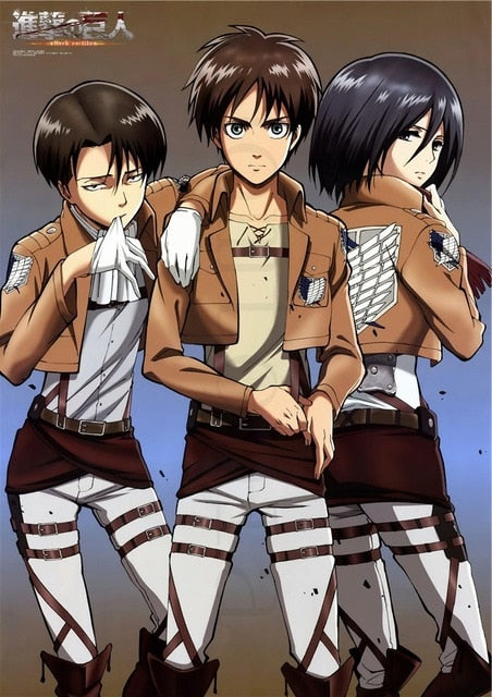 Poster Attaque des Titans</br>Eren Levi et Mikasa